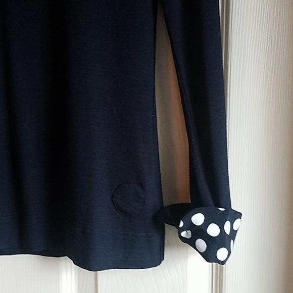 Akris Punto 6 Black Long Sleeve Polka Dot Top - Picture 3 of 7